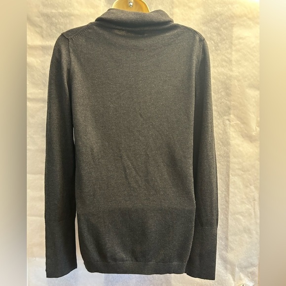 LOFT Ann Taylor Charcoal Gray Cowl Neck Sweater Cozy Elegance pull over Sz-M. D2 - Picture 3 of 11